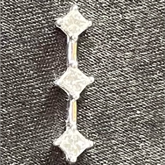 14K White Gold and 3 CZ Pendant - Picture 1 of 6